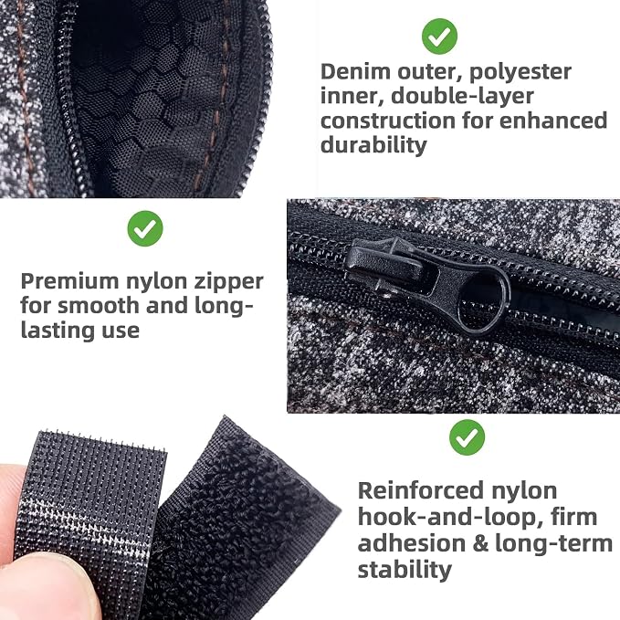 Dog Poop Bag Dispenser for Leash, Corduroy Pet Waste Bag Holder with Clip, Portable Cute Embroidered Poop Bag Carrier with Zipper, Fits Standard Size Poop Bag Rolls (Dark denim)