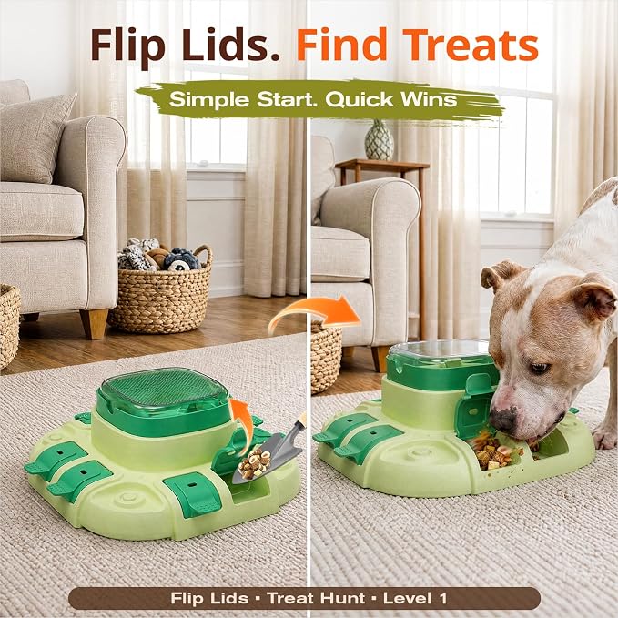 KADTC 2 Levels Dog Puzzle Toy, Interactive Slow Feeder & Treat Dispenser | Press-to-release mental stimulation toy that burns energy, fights boredom, and keeps food-motivated dogs focused at mealtime.