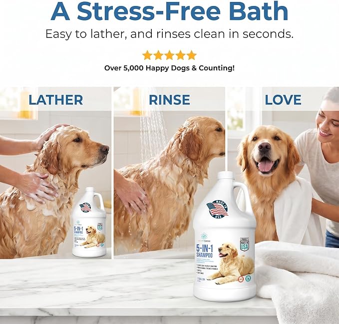 Gallon Bottle - 5 in 1 Dog Shampoo - Groomers Choice - Made in The USA
