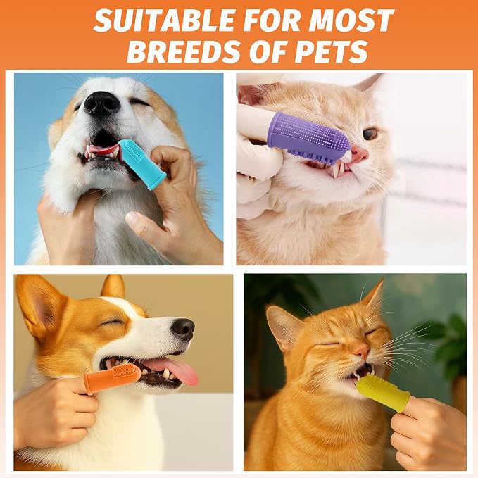 100 Pcs Dog Toothbrush Soft Finger Brushes Pet Finger Toothbrush Easy Teeth Cleaning Dog Tooth Brush Oral Care Pet Dental Brush Cleaning for Small Cats and Puppy Dental Care (2 styles, Multicolor)