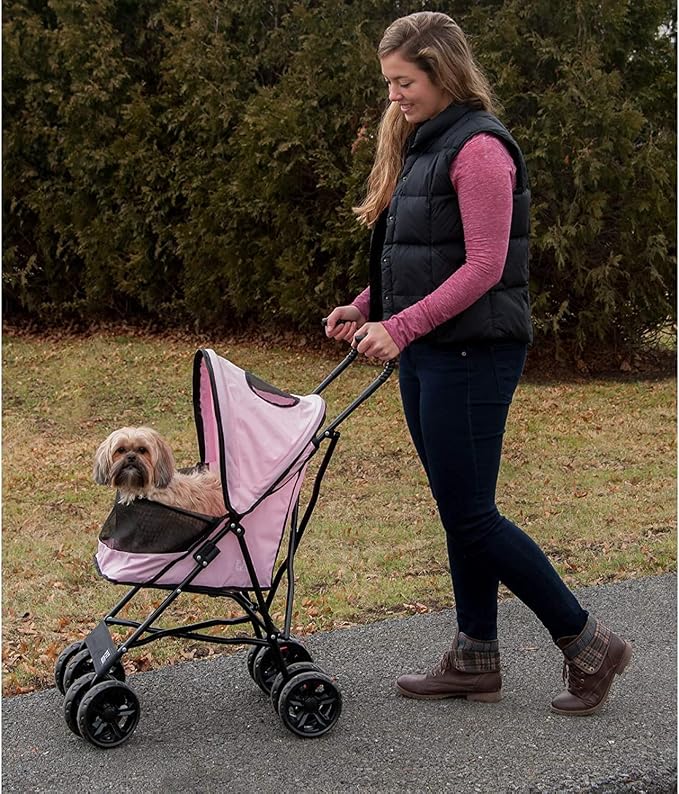 Pet Gear Travel Lite Plus Stroller - New Rose Pink, up to 15lbs