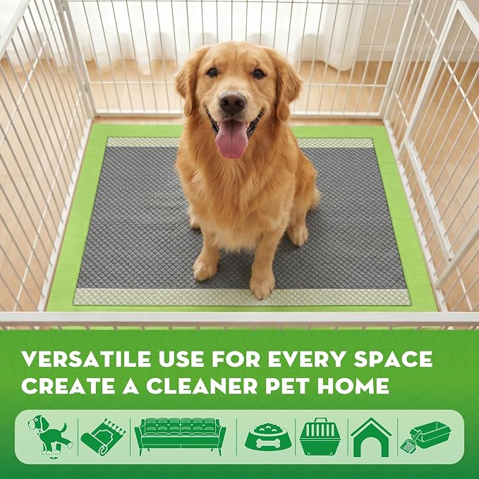 CROCI Dog Pads Extra Large, 30"x36" XXL Puppy Pads, 2X Odor-Control with Charcoal & Bamboo Material, 4-Corner Adhesive Tabs, Super Absorbent & Leak-Proof (30 Counts)