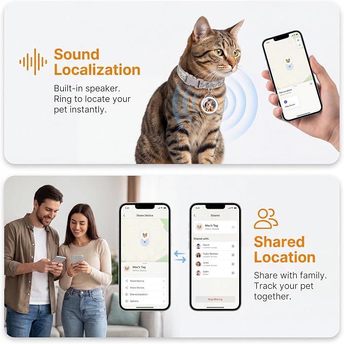 GPS Tracker for Dogs & Cats Smart Collar Real-Time Tracking No Monthly Fee