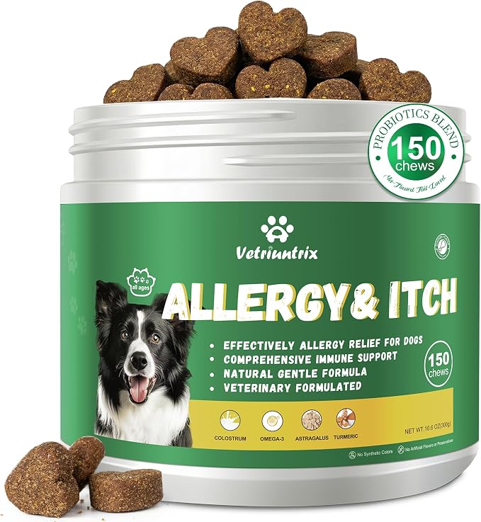 Dog Allergy Chews for Itchy Skin, Paw Licking & Immune Support - 150ct