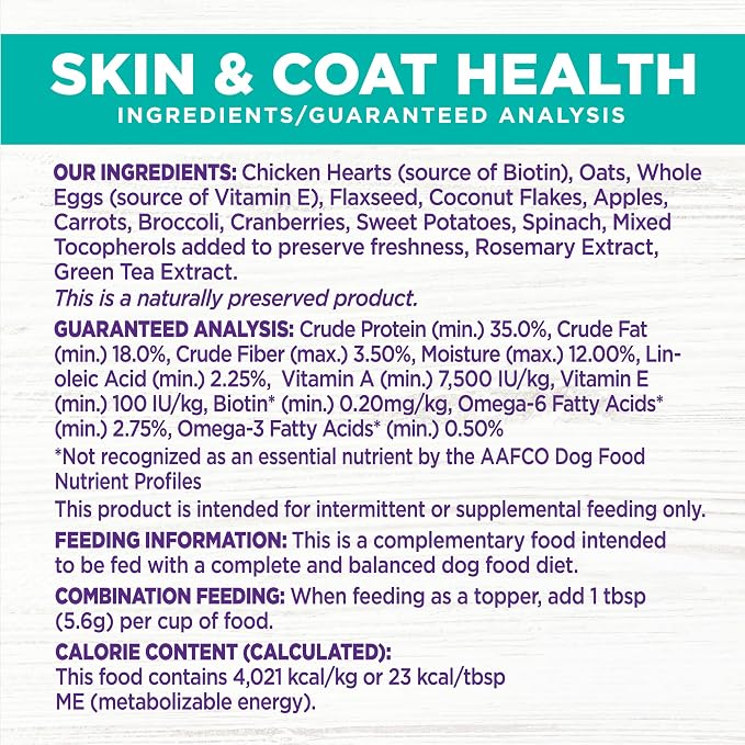 Wellness Bowl Boosters, Dog Food Topper for Small, Medium, & Large Breeds, Grain Free, Natural, Freeze Dried, Skin & Coat Health Chicken, 4 Ounce Bag (Pack of 2)