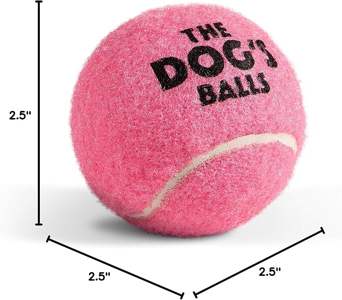 The Dog's Balls Dog Tennis Balls Tough 2.5" 12-Pack Pink Floats in Water | Our fetch balls combine non-abrasive felt exterior and a thicker rubber core Durable Dog Toy for Outdoor Play & Training