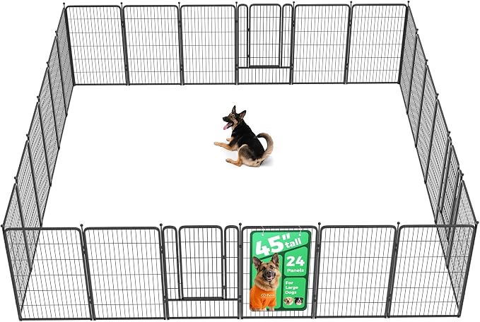 FXW Rollick Unleashed Dog Playpen, 45in, 24 Panels, Large, Black