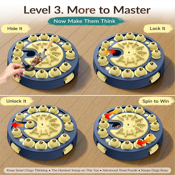 KADTC Large 3 Levels, Dog Puzzle Toy, Mental Stimulation for Smart Dogs | Four Ways Grow from Beginner to Advanced, Beat Boredom, Sharpen Focus,Channel Excess Energy and Stay Fresh Beyond One Solve.