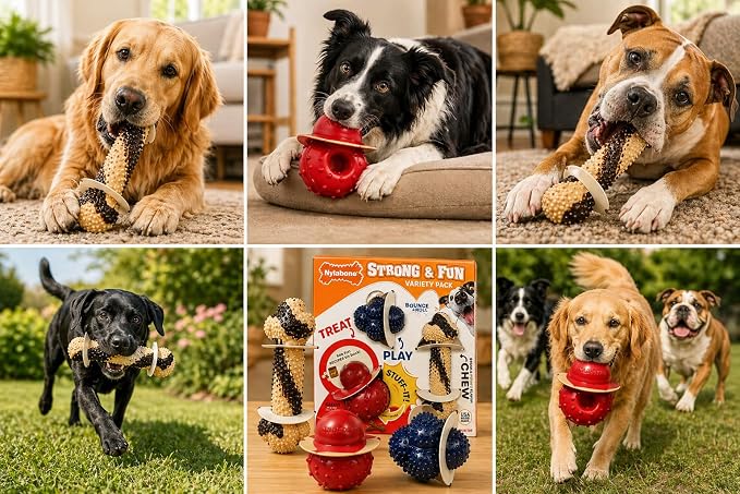 Nylabone Tough Dog Chew Variety Pack, 3 Count | Long-lasting nylon satisfies aggressive chewers, promotes dental health, reduces destructive behavior,vet-recommended