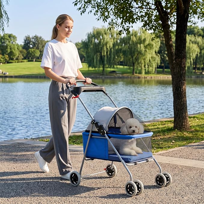 BestPet 4-Wheel Foldable Pet Stroller - up to 33lbs