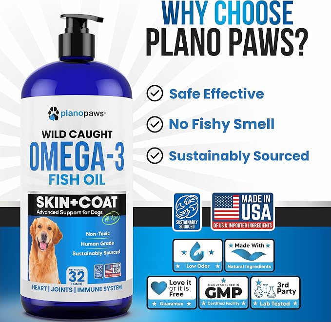 Omega 3 Fish Oil for Dogs - Supports Shedding and Itching, Skin and Coat