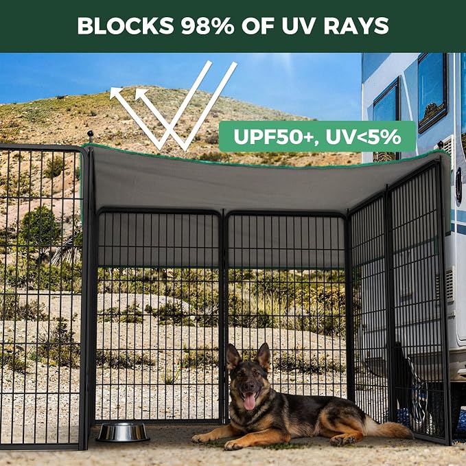 FXW Rollick Unleashed Dog Playpen, 45in, 16 Panels with Sun Shade, Large, Black