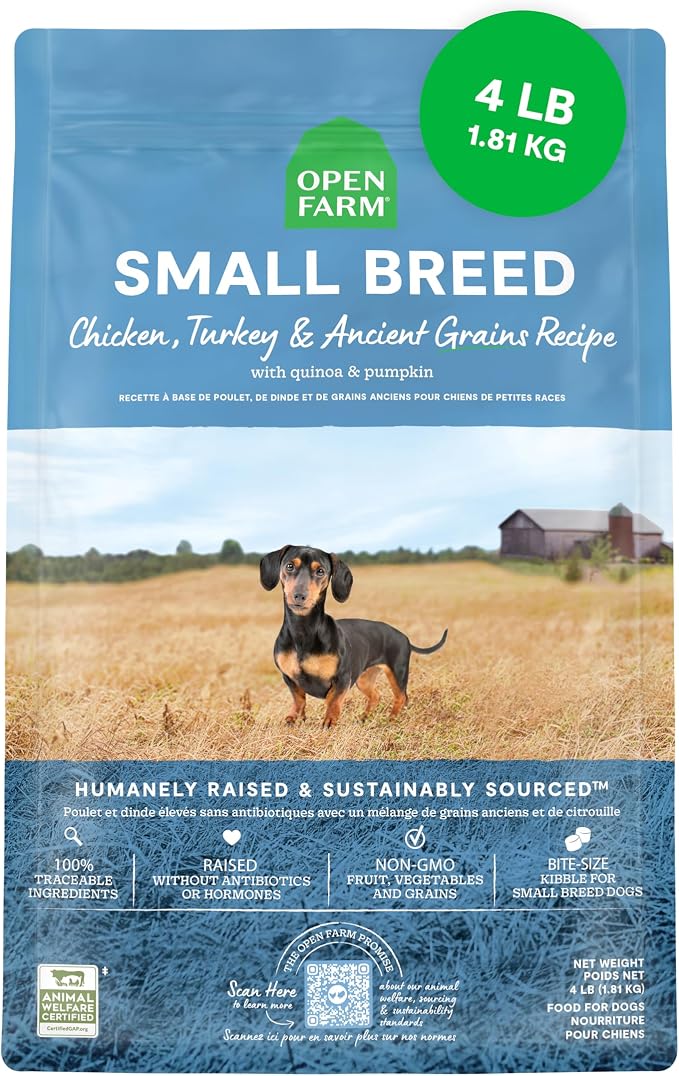 Open Farm Ancient Grains Dry Dog Food, Small Breed Kibble, 4lb Bag