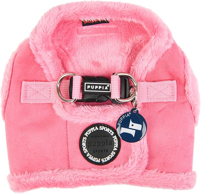 Puppia Terry Vest Dog Harness Step-in Winter Suede Warm No Choke No Pull Training Walking for Small and Medium Dog, Pink, Large
