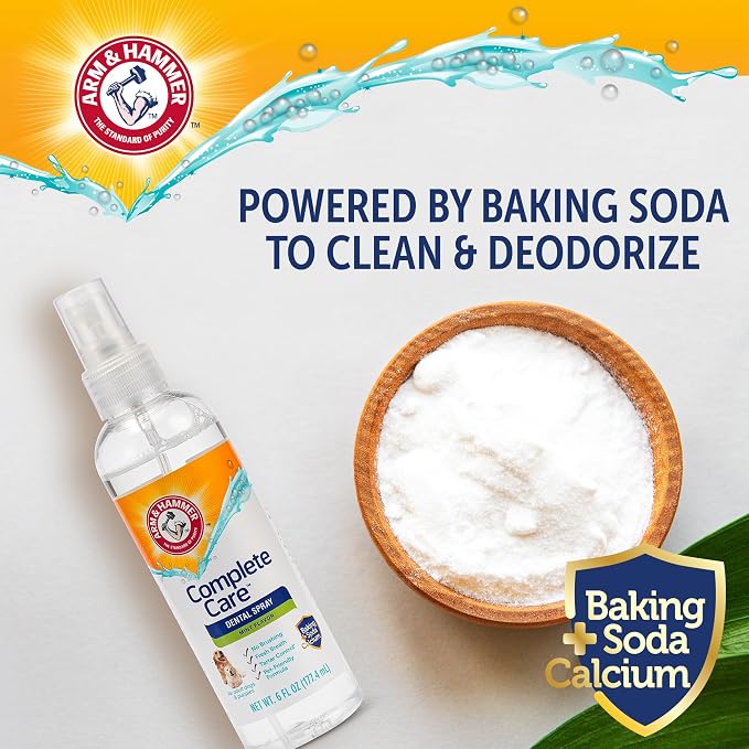 Arm & Hammer Complete Care Dog Dental Spray, Mint, 6 Fl Oz, 2-Pack | Brushless breath freshener with baking soda and calcium supports tooth enamel, fluoride-free formula