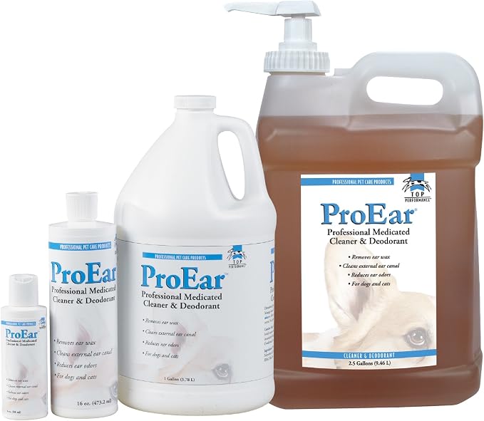 Top Performance ProEar Professional Medicated Ear Cleaners — Versatile and Effective Solution for Cleaning Dog and Cat Ears, 16 oz.