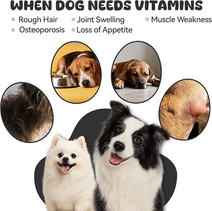 25-in-1 Dog Multivitamin Supplement, Rich in Various Vitamins, Helps Maintain Healthy Leg Joints, Skin, and Coat, Promoting Overall Health. Chicken Flavored chewable Tablets, 30 Tablets