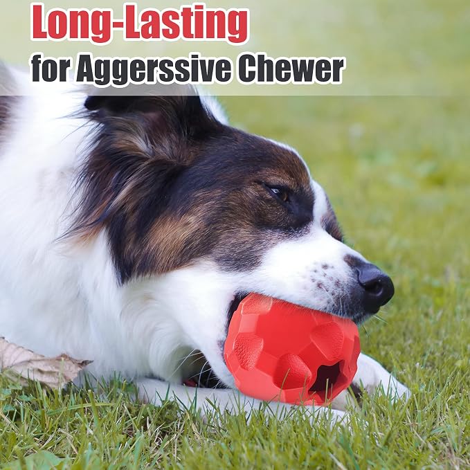 Rubber Treat Dispensing Dog Toys for Aggressive Chewers Large Breed | Dog Treat Ball for Dogs, Balls for Dogs, Interactive Dogs Toys for Boredom to Keep Them Busy, Treat Toy Ball