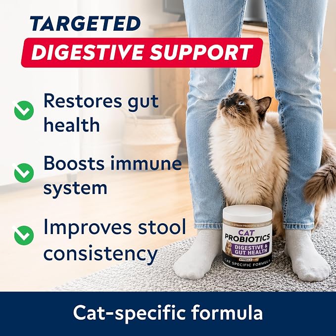 STRELLALAB Cat Probiotics Powder, 108 Scoops – Daily Probiotic for Cats