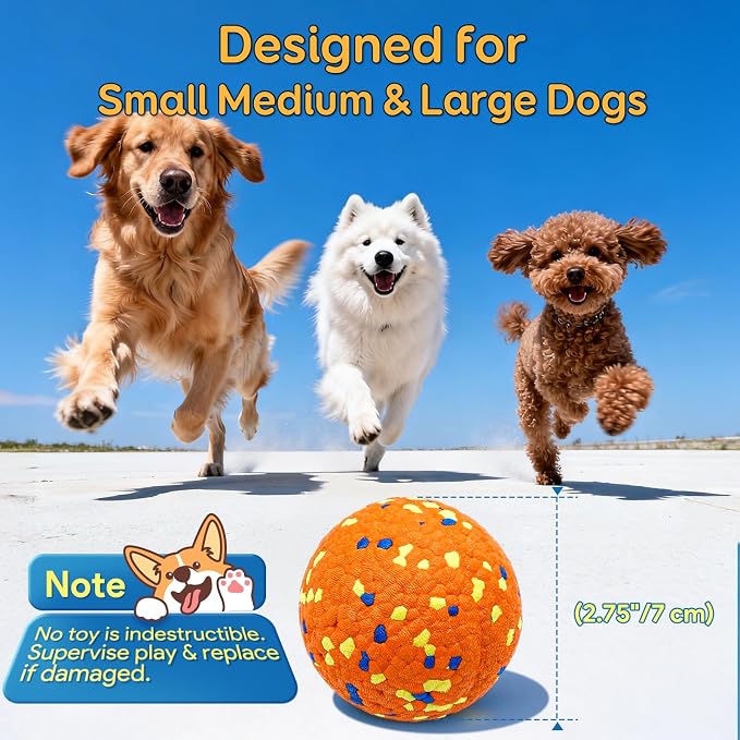 Kimee Dog Tennis Balls for Aggressive Chewers, ETPU, 2.75in, 4-Pack