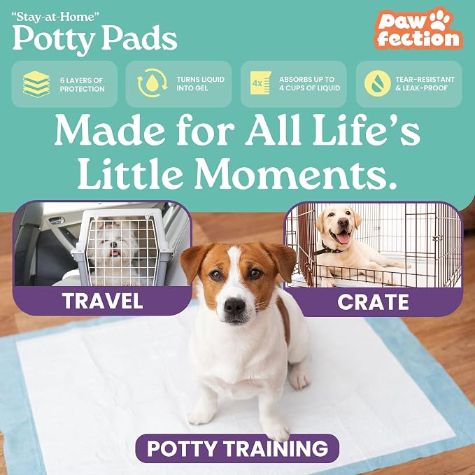 23.6" x 29.5" Unscented Puppy Pads – 6-Layer Absorbent Design – Holds up to 4 Cups of Liquid – Leak Proof & Tear Resistant for Indoor or Travel Crate Use – 30 Count Pee Pads for Dogs