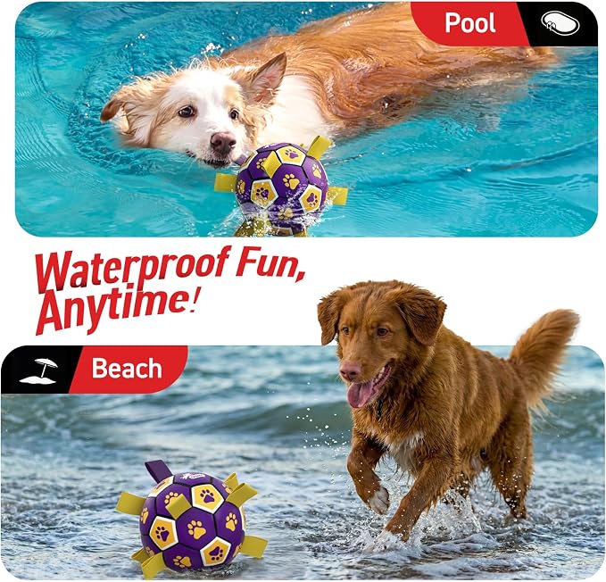 QDAN Dog Ropes Toys, Soccer Ball with Straps, Interactive Dog Toys for Tug of War, Dog Water Toy, Durable Balls for Medium Large Dogs（8 Inch） | 8 Inch Soccer Toy with Straps, Dog Tug Toy for Tug of War, Puppy Birthday Gifts, Training Herding Balls for ...