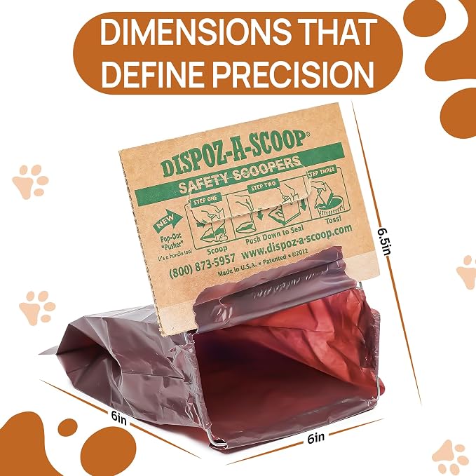 Dispoz-A-Scoop® 96 Pack"Scoop-Seal-Dispose” Dog Pooper Scooper with Bag Attachment, No-Touch Pooper Scoopers Solution, Portable Pooper Scooper for Dogs Large and Small, Dog Poop Scooper for Yard Walk