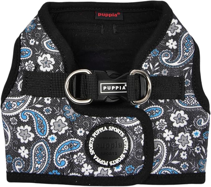 Puppia Cynthia Dog Vest Harness B (Step-in) Fashionable Paisley Pattern Spring Summer Harness for Small and Medium Dogs, Black, X-Large