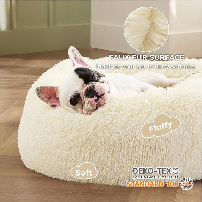 Bedsure Calming Small Dog Bed Donut Washable Cat&Puppy Bed,23 inches