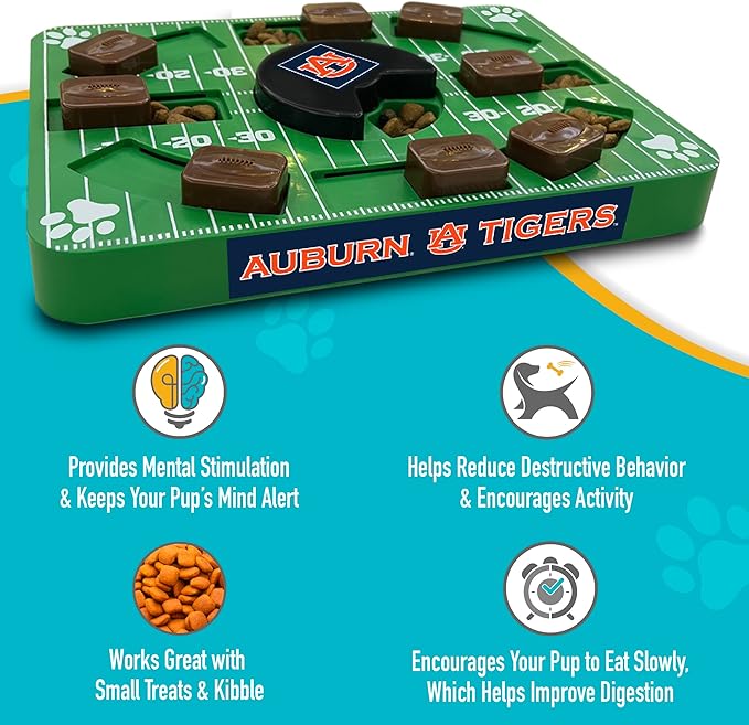 NCAA Puzzle Toy Slow Feeder, Puzzle Treat Dog Toy, Interactive Dog Treat Toy, Dog Puzzle Feeding Slow Toy (Auburn Tigers)