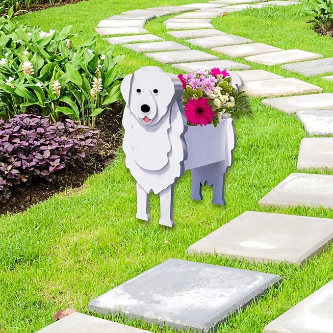 Great Pyrenees Dog Planter Pots, Animal Shaped Flower Pot