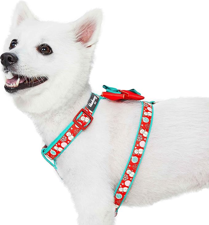Blueberry Pet Snowman Making Christmas Designer No Pull Dog Harness with Bowtie, Small, Adjustable Harnesses for Dogs