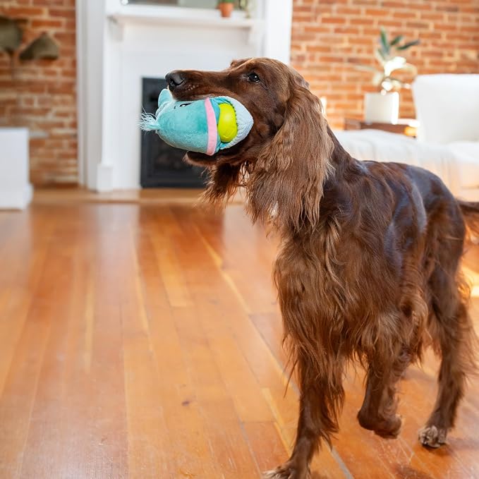 Outward Hound by Nina Ottosson Big Mouthz Interactive Plush Dog Puzzle with Treat Ball, Whale, Blue