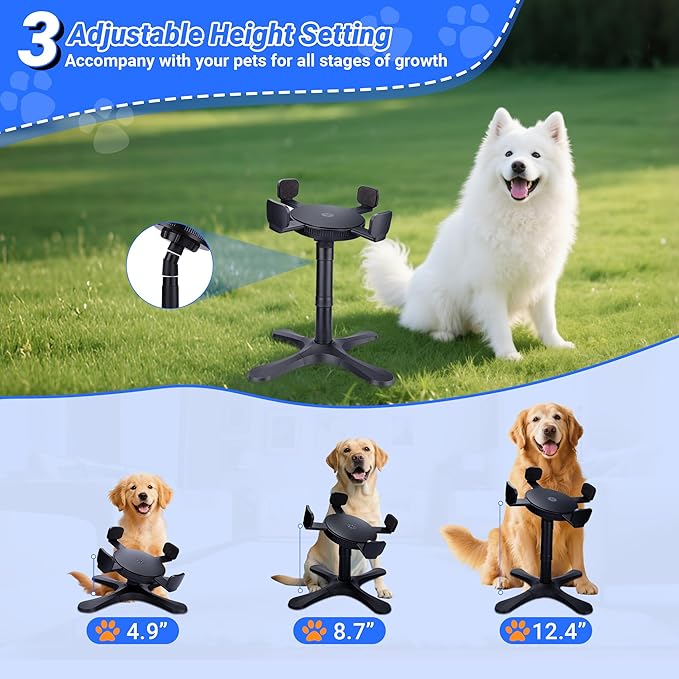 Dog Bowls Elevated Adjustable Stand, Raised Bowl with 3 Heights & Tilted Feeding Stand, Compatible with Various Bowls, for Medium & Large Breeds(with Bowl) Black
