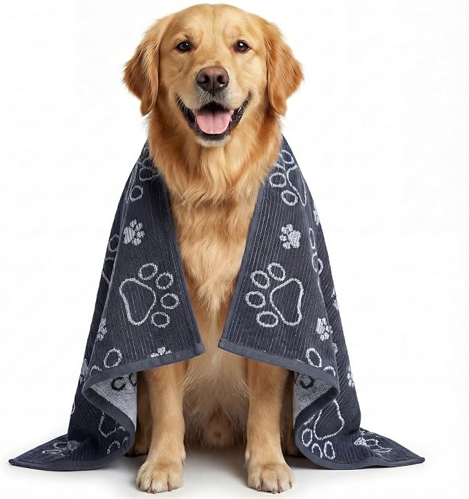 Delilah Home Drytek Dog Towel - Quick-Dry Pet Towel for Large Dogs, Ultra Absorbent & Odor-Resistant - Lightweight Sand-Resistant for Outdoor Bath, Grooming Supplies, Beach & Travel - 30x54 in - Black