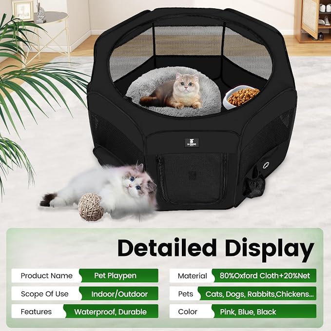 X-ZONE PET Dog Playpen - Black, Medium