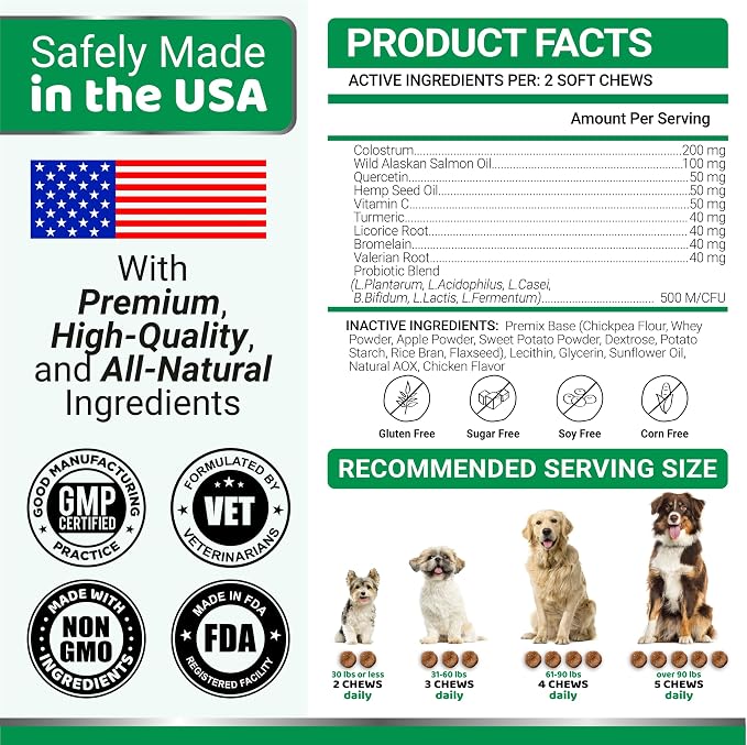 Dog Allergy Chews for Itchy Skin - 240 Treats - Anti-Itch Immune Relief