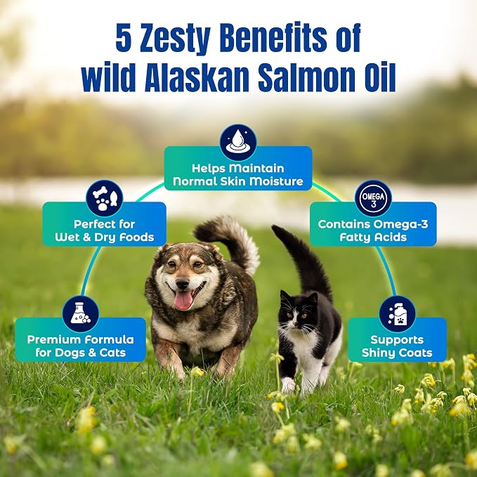 Life Line Pet Nutrition Wild Alaskan Fish Oil for Dogs and Cats 128oz – Omega 3 Fish Oil Supplement for Skin & Coat, Brain, Eye & Heart Health