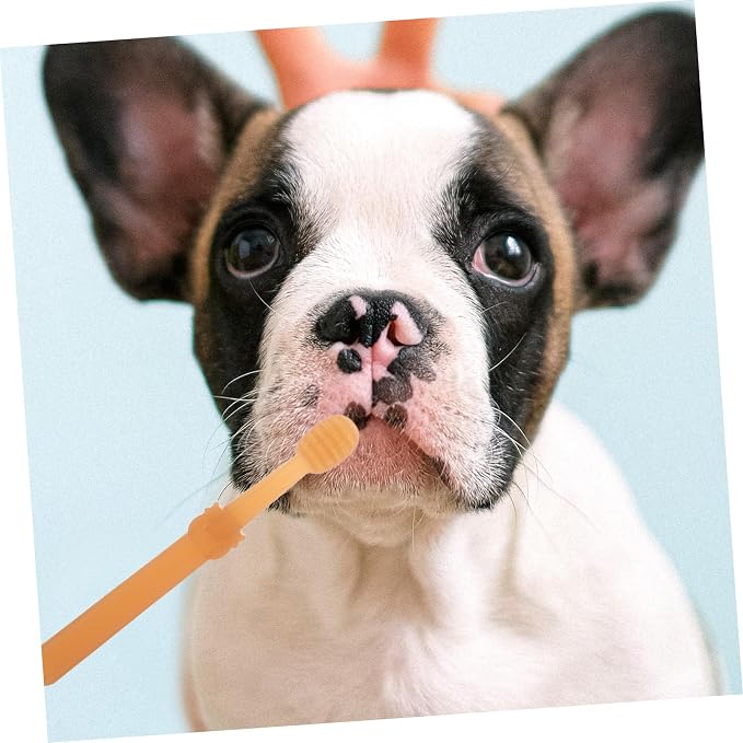 Pet Toothbrush for Dogs and Cats Soft Silicone Head for Gentle Cleaning Lightweight Portable Oral Care Tools Includes Brushes for Pets