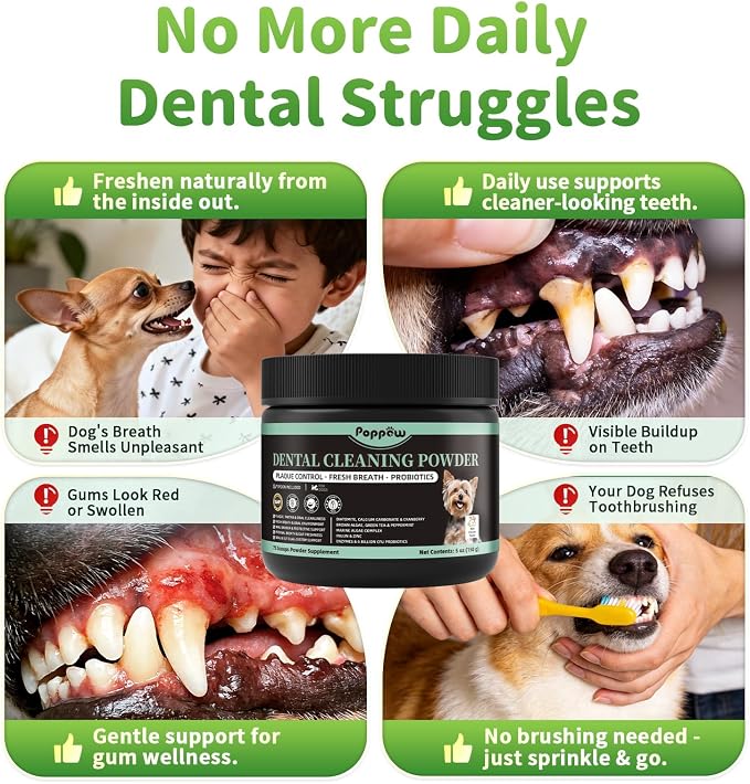 Dog Dental Powder, Teeth Cleaning Powder, Plaque & Tartar Off, 75 Servings