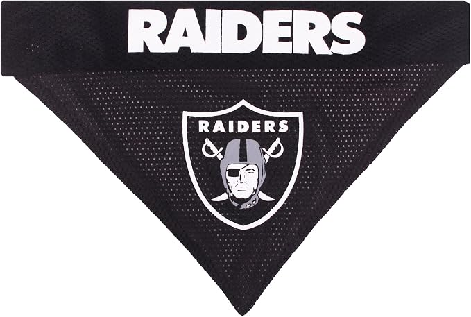 Pets First NFL LAS Vegas Raiders Reversible Bandana Size XX-Large for Dogs & Cats. 2 Sided Sports Bandana, Premium Embroidery Team Logo, Many NFL Teams Available
