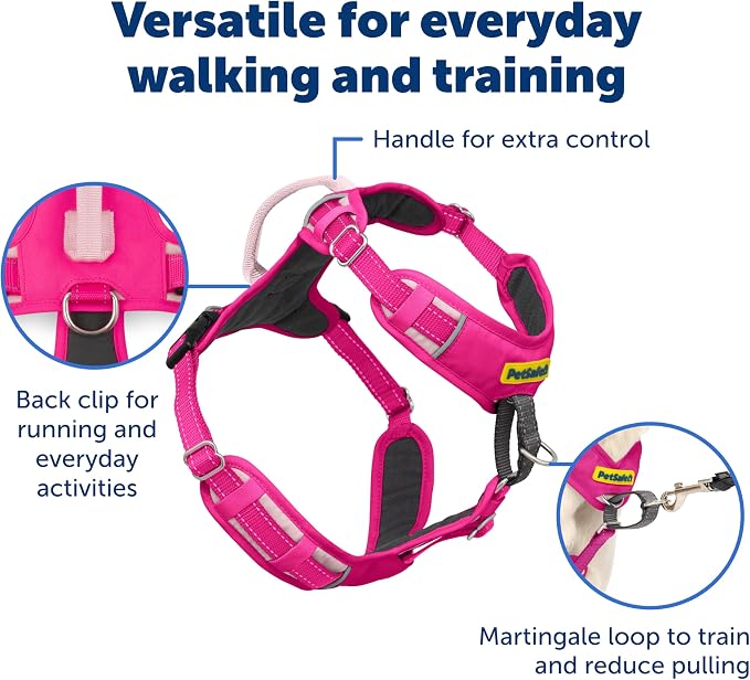 PetSafe Easy Walk Comfort No Pull Dog Harness, Pink, Large | Stops Pulling on First Use with Front Martingale Loop, Full-Body Padding, 5-Point Adjustable Fit