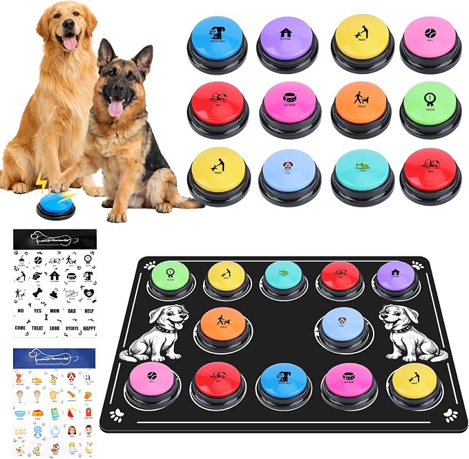 Dog Buttons for Communication, 12 Pack, 10 Color