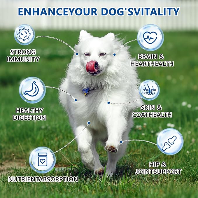 Dog Multivitamin Chewable, 40-in-1 Dog Vitamins Supplements with Mushroom, Glucosamine, Digestive Enzymes for Liver, Brain, Joint Gut & Eyes,Multivitamin for Dogs All Breeds & Ages