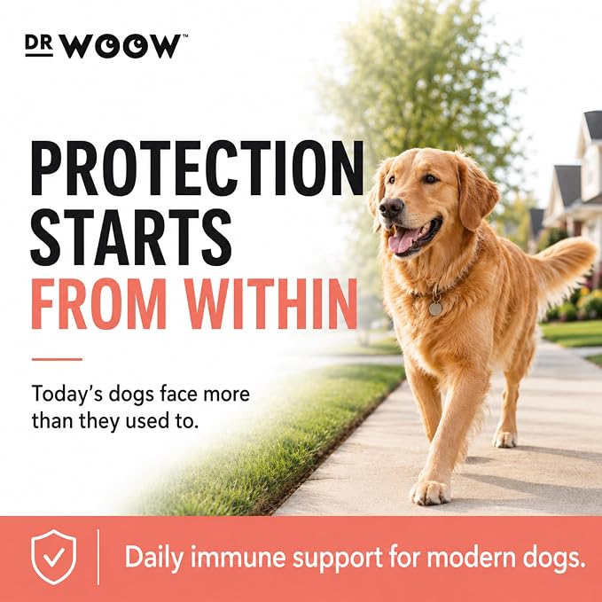 Turkey Tail Mushroom Chews for Dogs (120 Soft Chews) – Immune Support & Gut Health – 7 Mushroom Blend, Salmon Oil & Probiotics – Daily Wellness Supplement – Made in USA – Dr. Woow