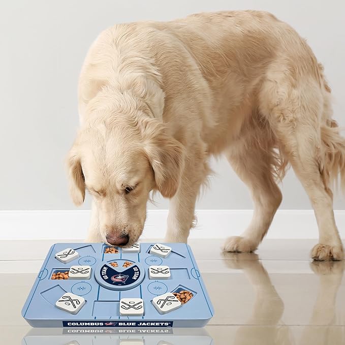 Pets First NHL Columbus Blue Jackets Large Puzzle Toy, New Size, Interactive Dog Treat & Slow Feeding Toy