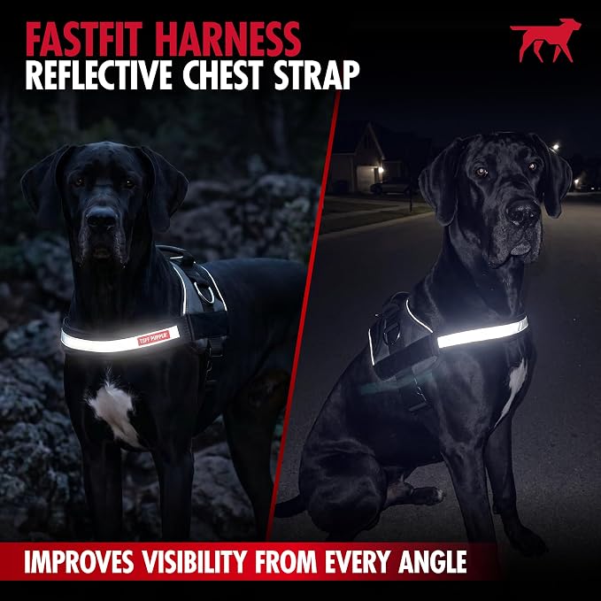 Tuff Pupper Fast Fit No Pull Dog Harness, Escape Proof, Reflective, Grey