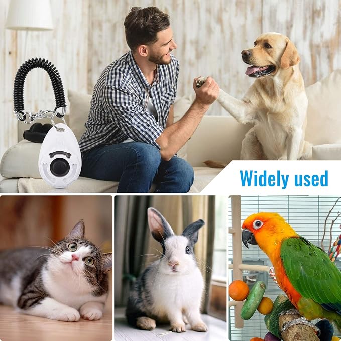 Diyife Dog Clicker for Training, 2 Pack Dog Training Clicker | Clicker Dog Training with Wrist Strap, Pet Training Clicker, Perfect for Dog Cat Puppies Behavioral Training (Blue and White)