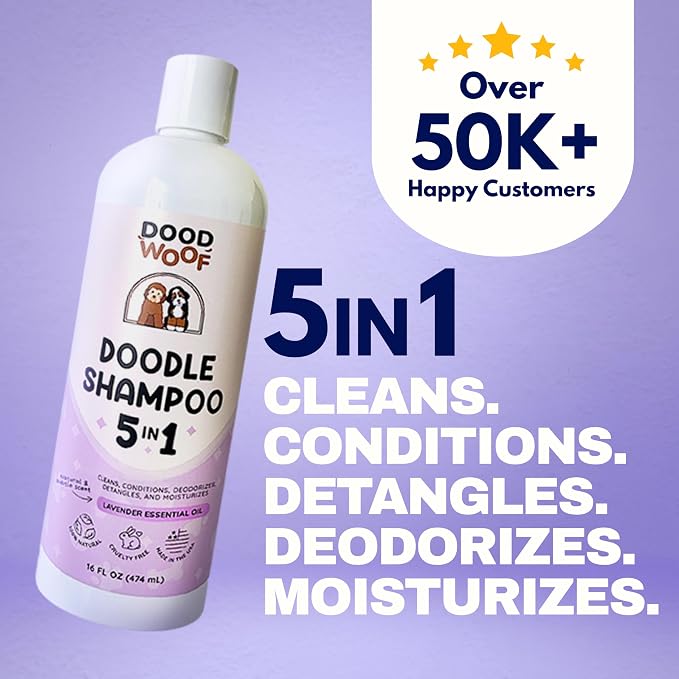 Dood Woof Dog Shampoo and Conditioner for Doodle - All Natural Dog Shampoo for Smelly Dogs, Sensitive Skin Pet Shampoo for Dogs, Goldendoodle, Doodles, Poodle, Puppy Shampoo and Conditioner - Dog Soap