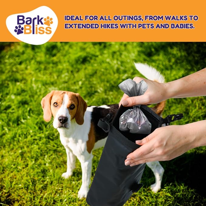 Reusable Odor Proof Dog Poop Bag Holder for Walks, Leashes, Water Resistant Wag Bags for Backpacking, Dog Hiking Bag, Black, 2L